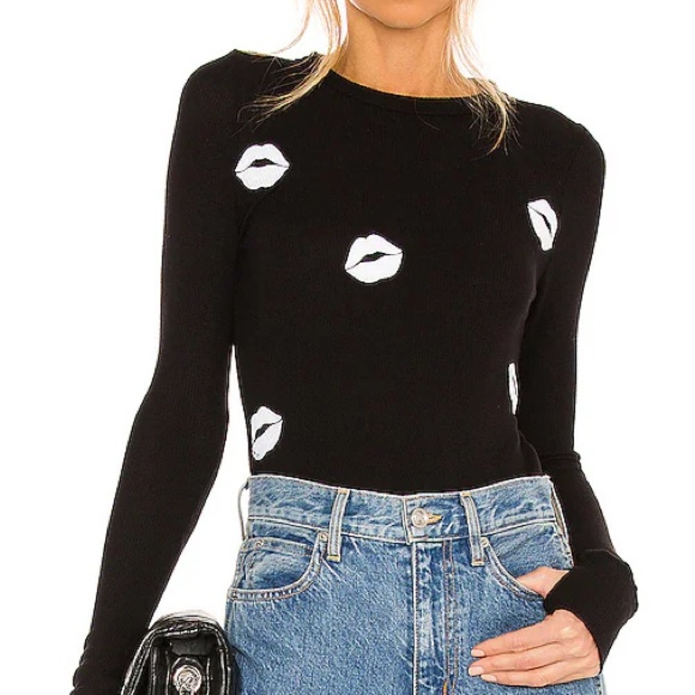 LAUREN MOSHI Mckinley All Over Lips Top In Black